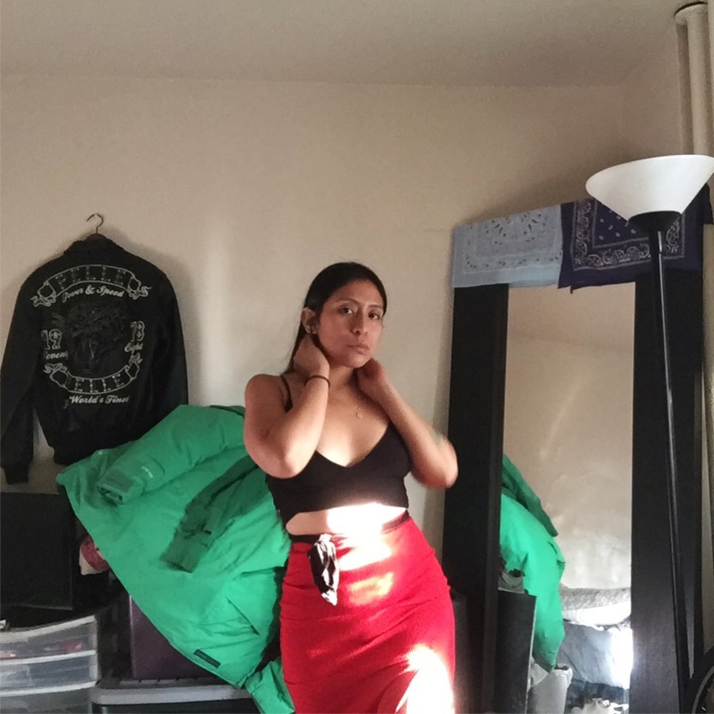 F21 Ribbed Slit Skirt